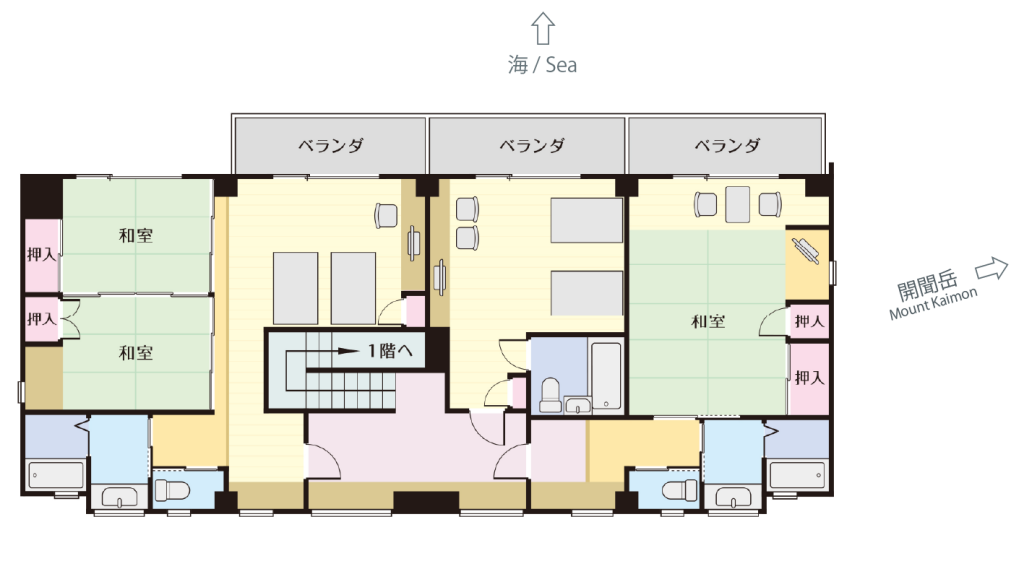 オーシャンビュー開聞岳間取図2階