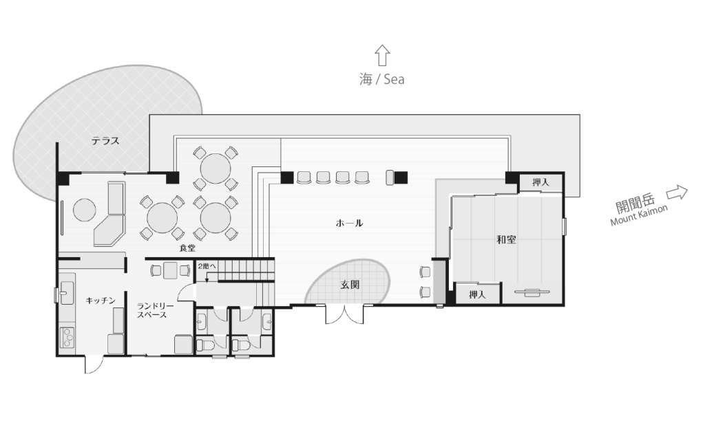 オーシャンビュー開聞岳1階部分の間取図